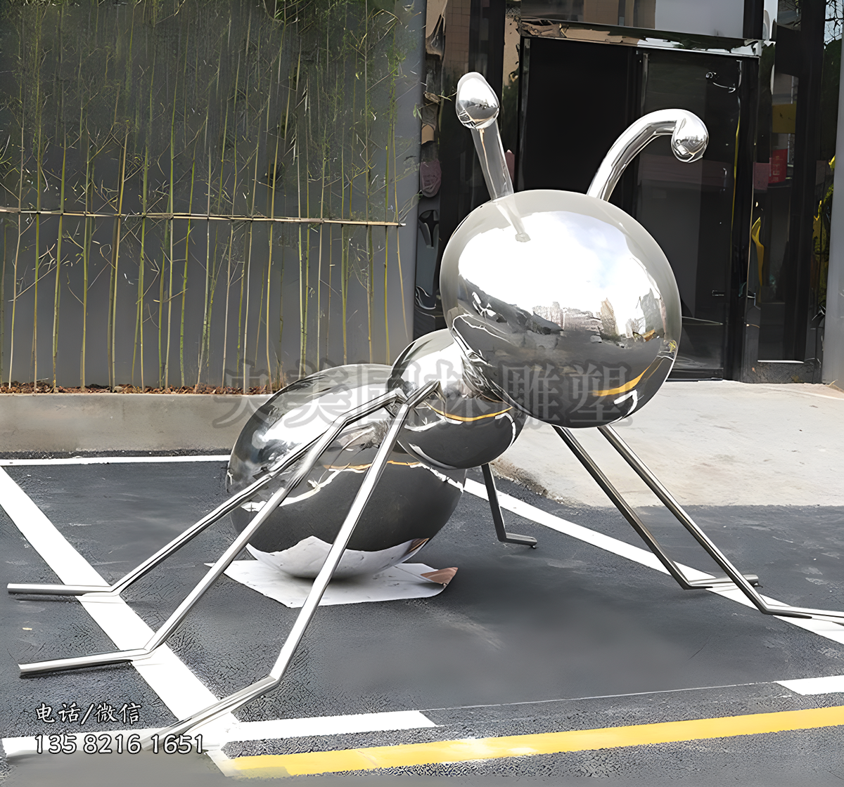 鏡面不銹鋼螞蟻雕塑