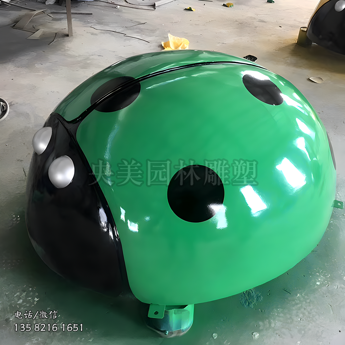 綠色不銹鋼噴漆七星瓢蟲(chóng)雕塑