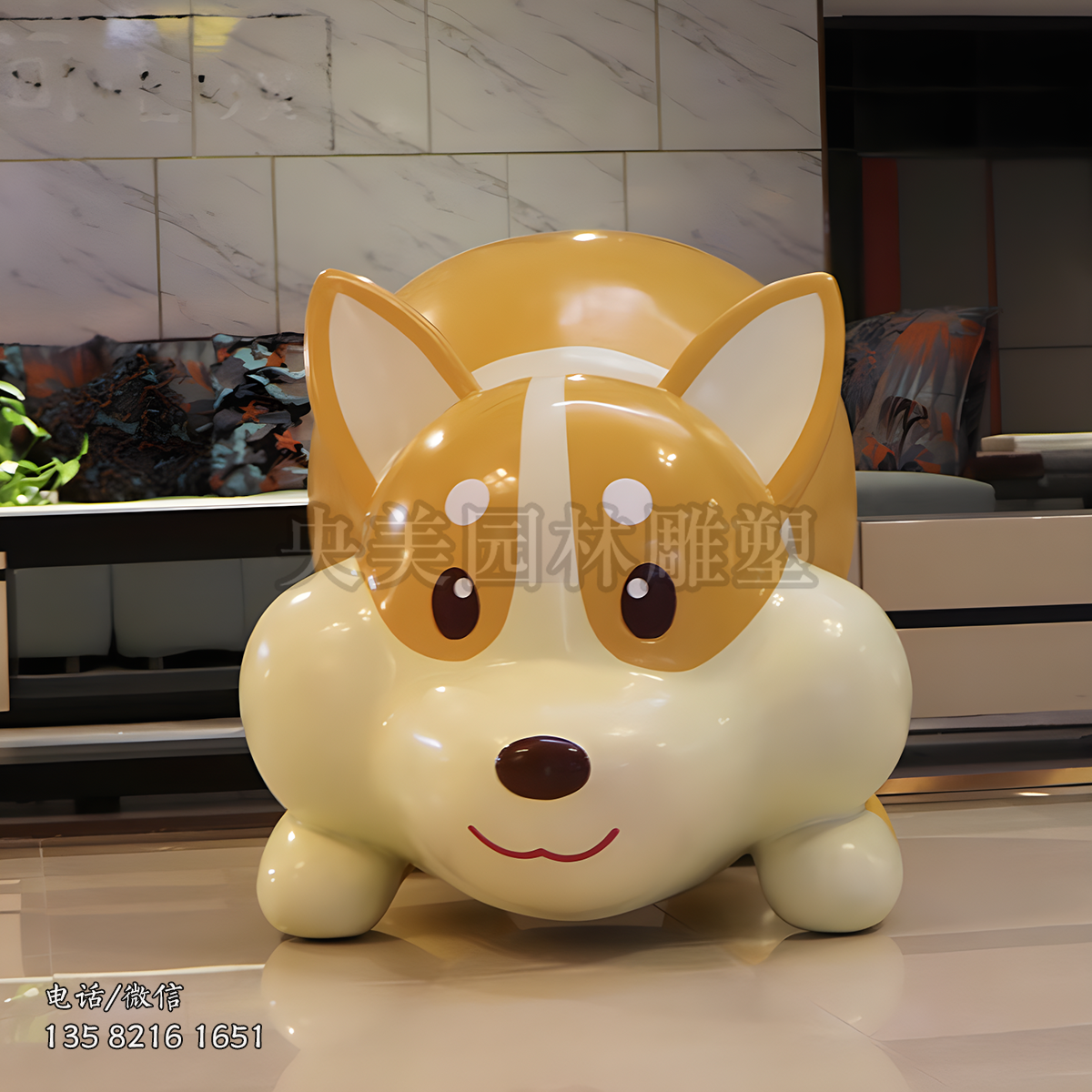 可愛的卡通貓咪雕塑