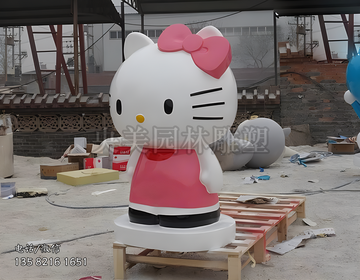 玻璃鋼彩繪HelloKitty貓雕塑