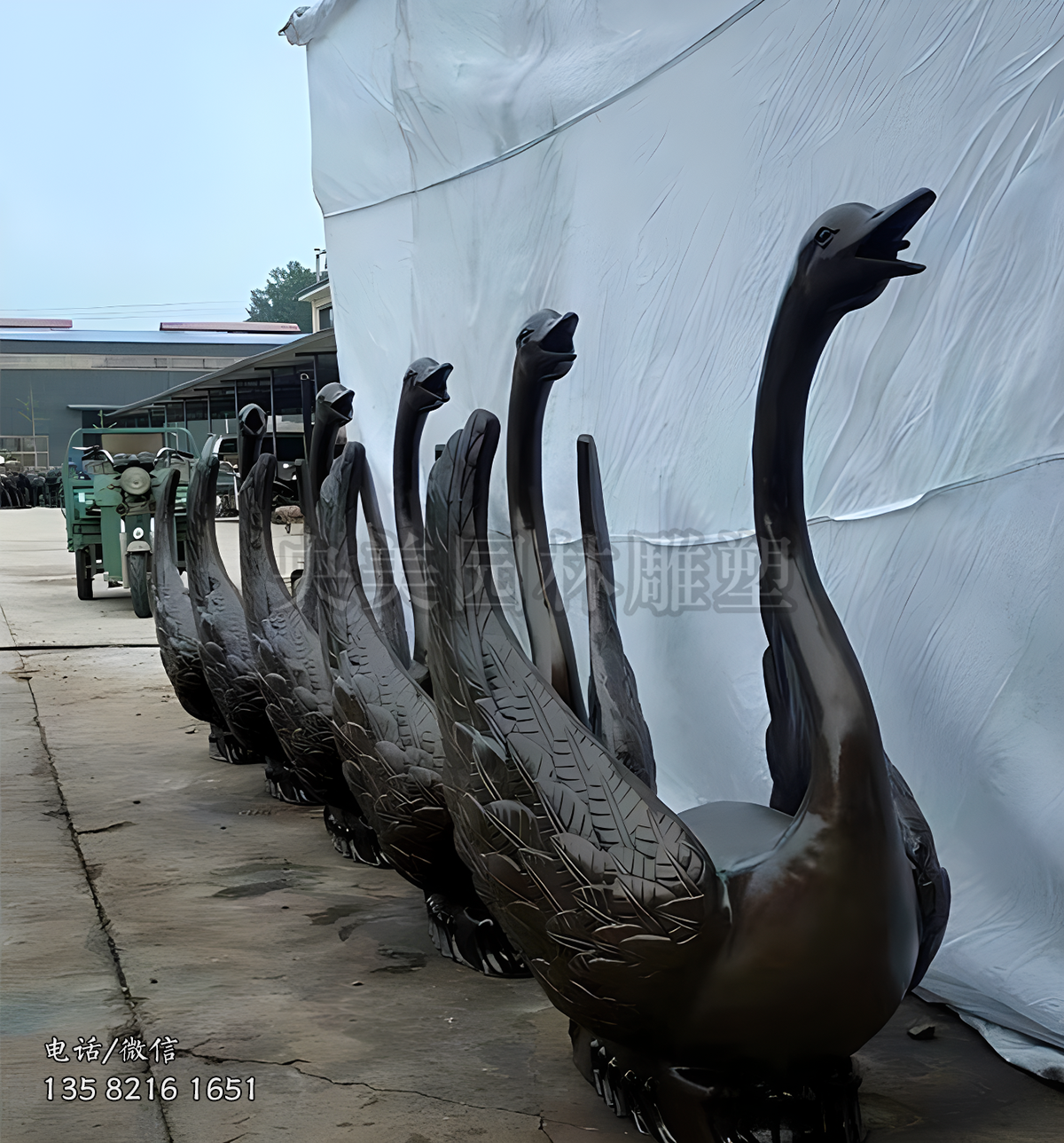 噴水天鵝動(dòng)物雕塑擺件