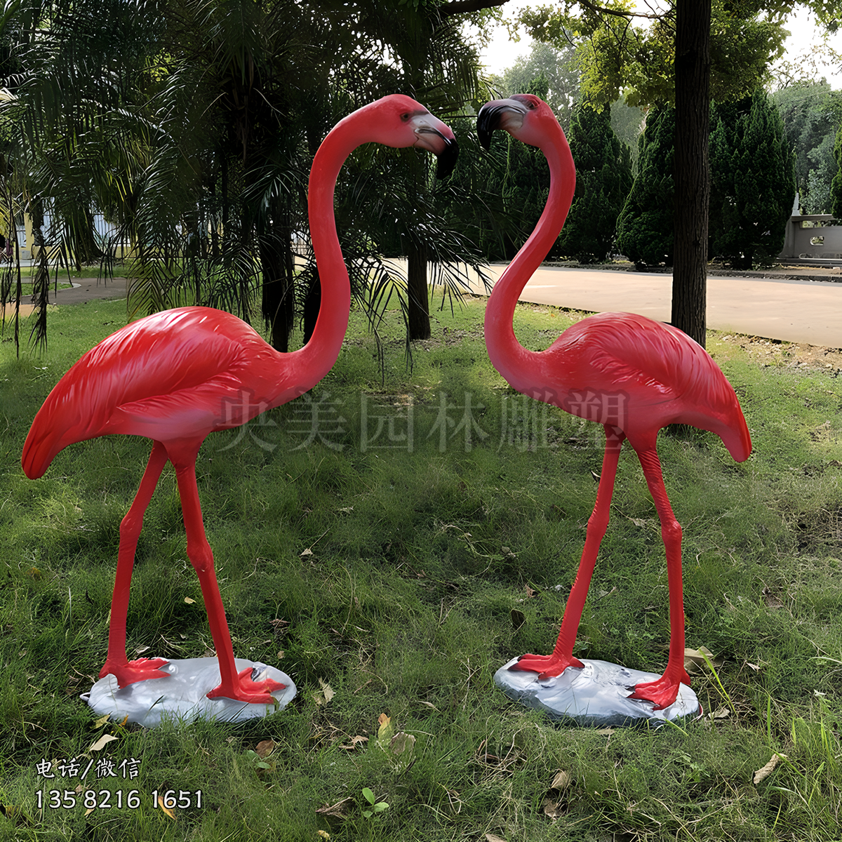 仿真火烈鳥雕塑擺件
