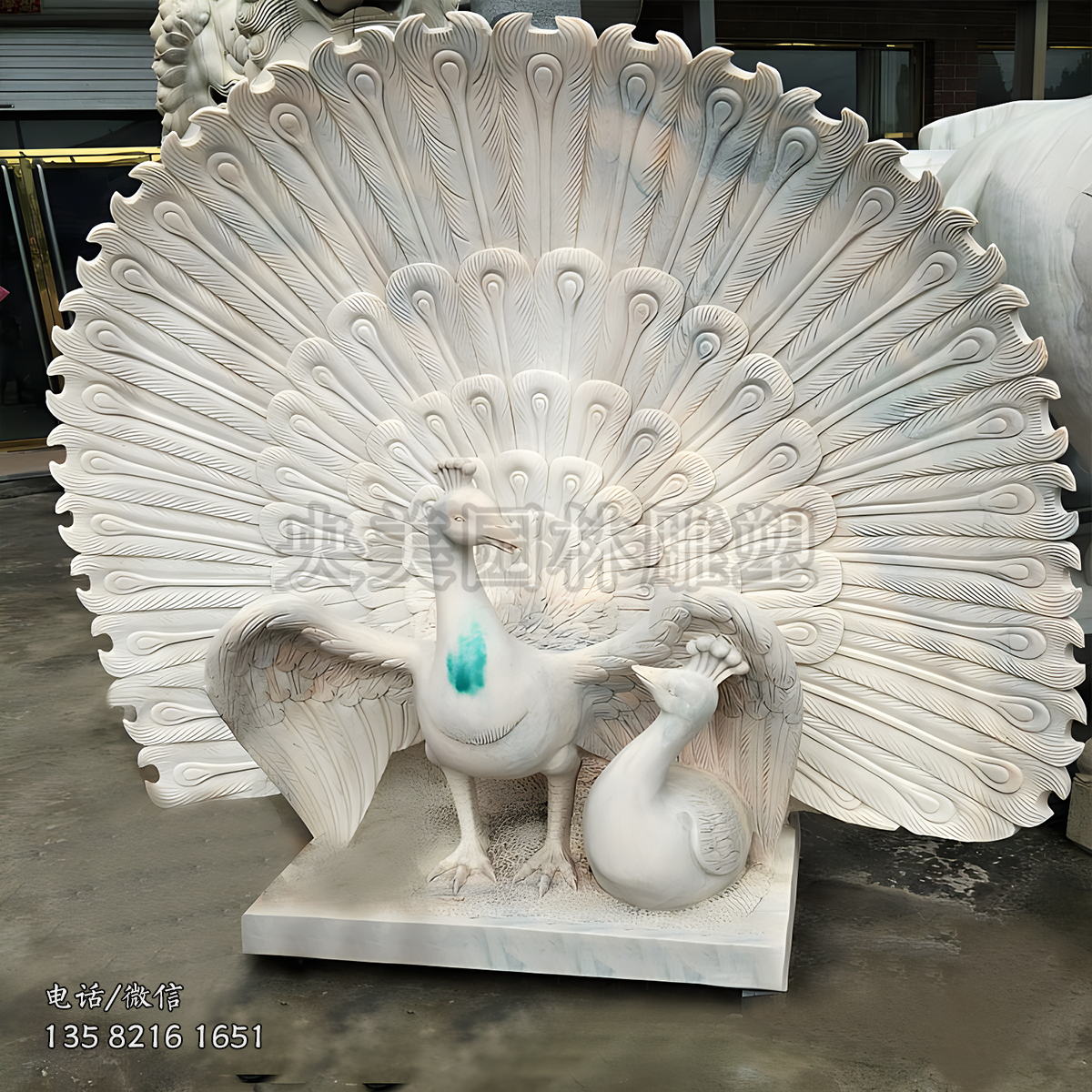 大理石石雕孔雀