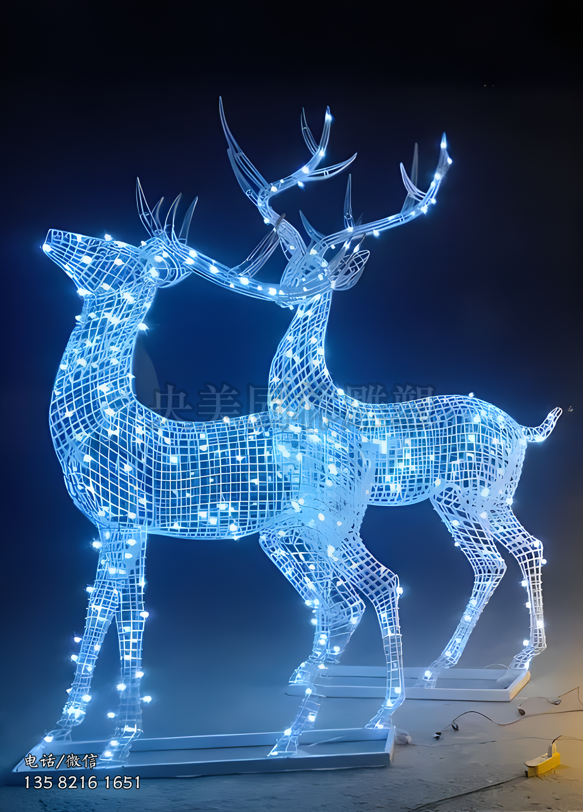 鐵藝led燈帶發(fā)光梅花鹿雕塑