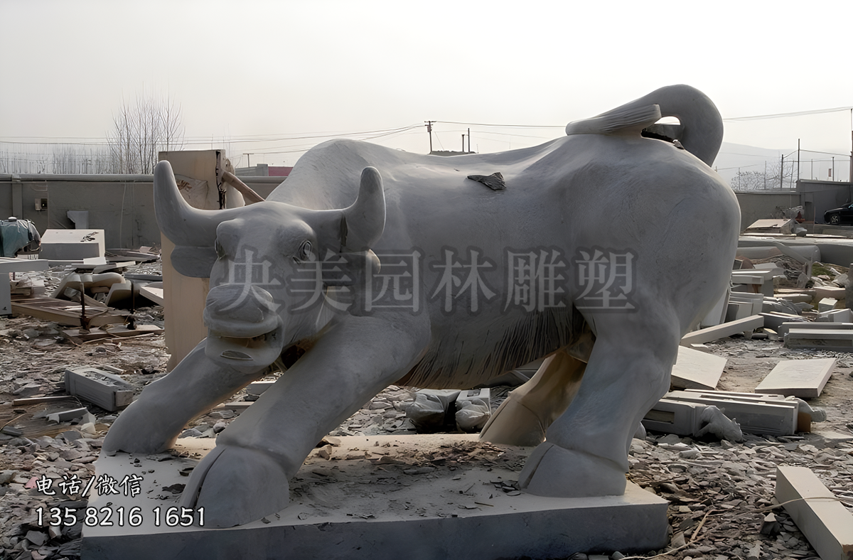 青石雕刻華爾街牛雕塑