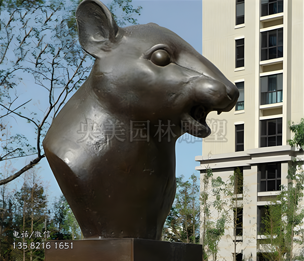 虎頭鑄銅生肖寅虎雕塑