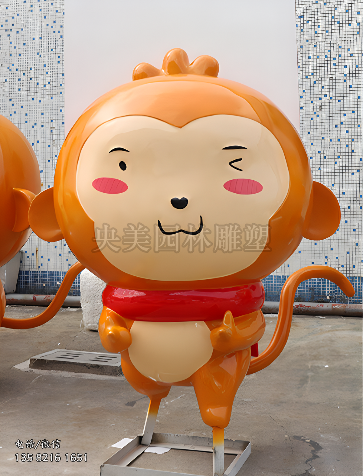 玻璃鋼卡通小猴子雕塑擺件