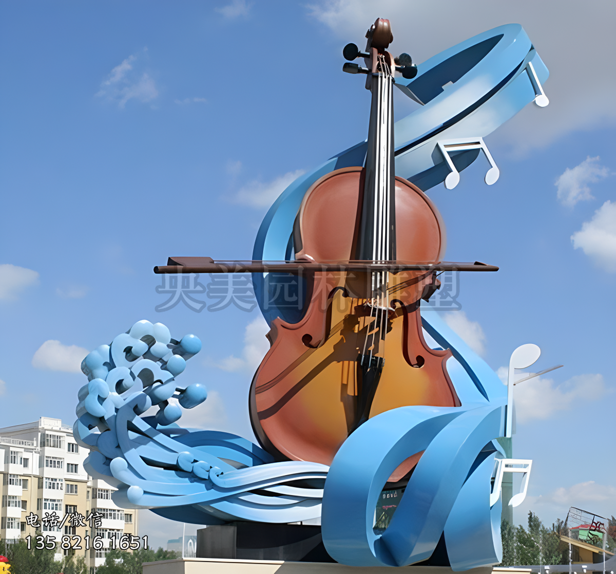仿真大提琴不銹鋼景觀雕塑