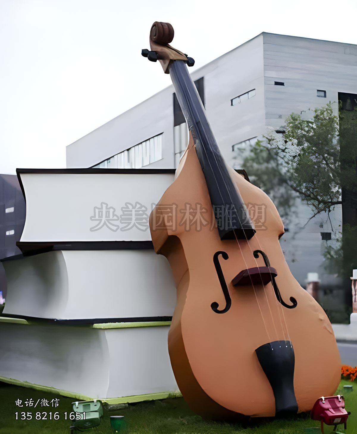 玻璃鋼仿真大提琴雕塑擺件
