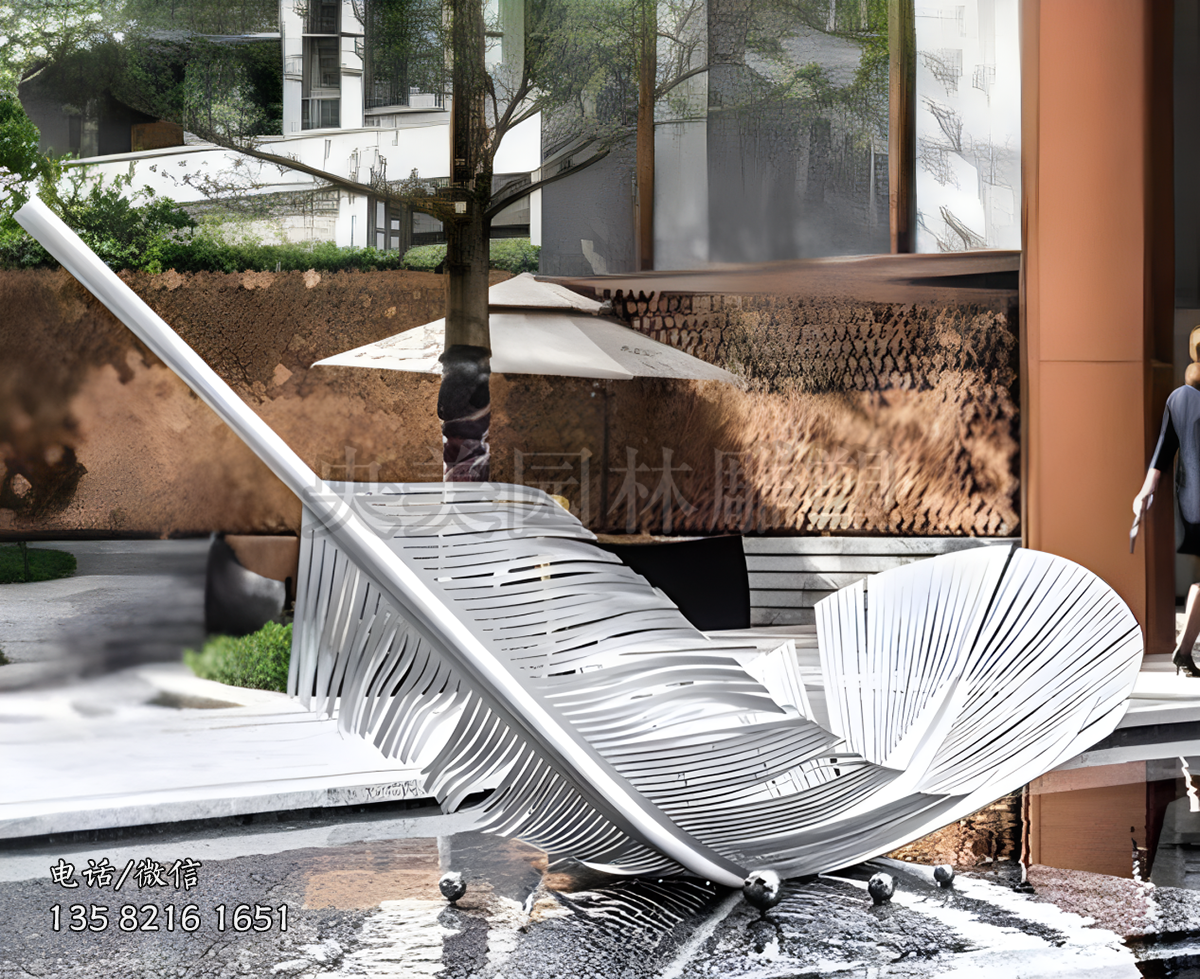 仿真不銹鋼羽毛雕塑