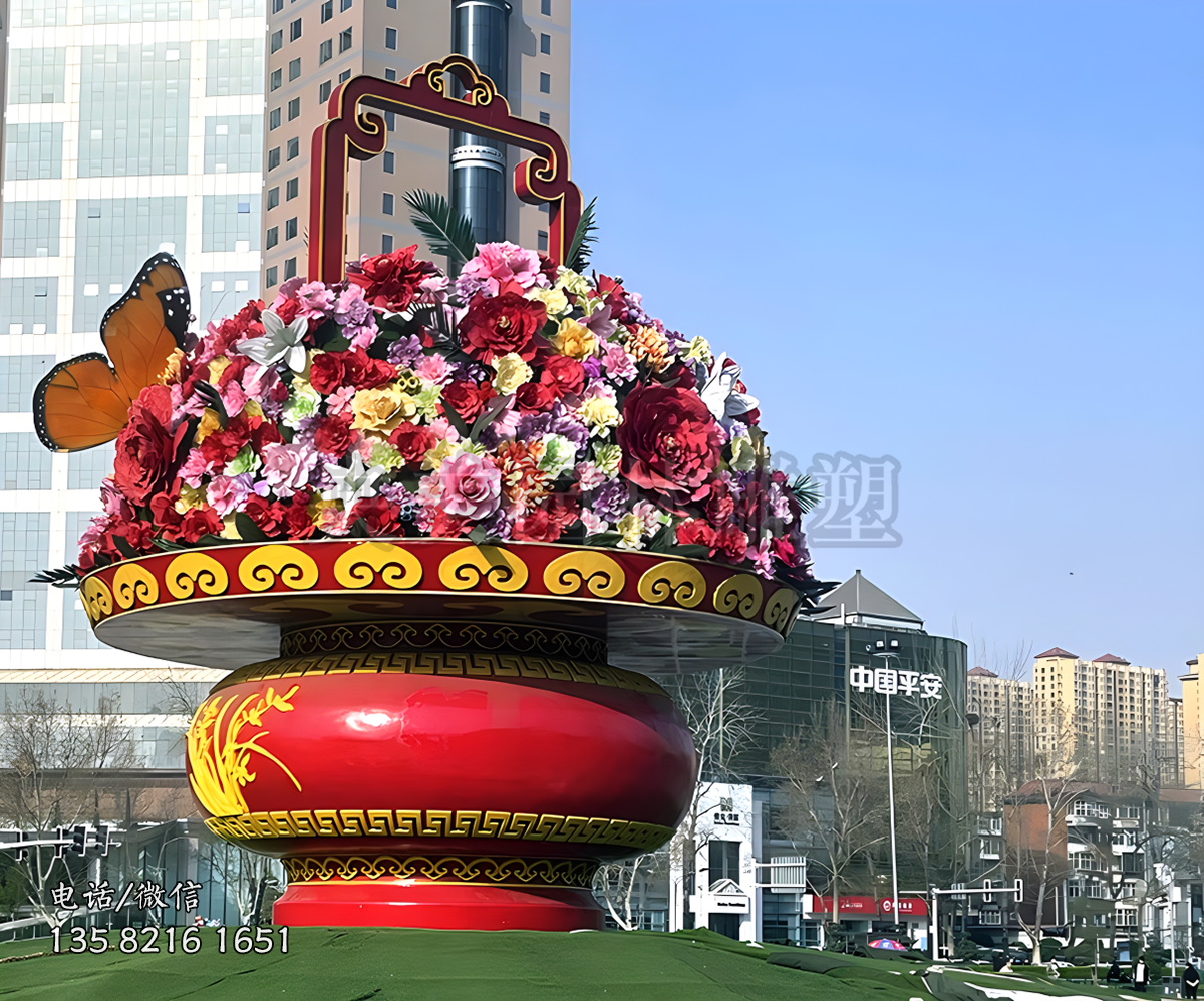 玻璃鋼大花籃雕塑