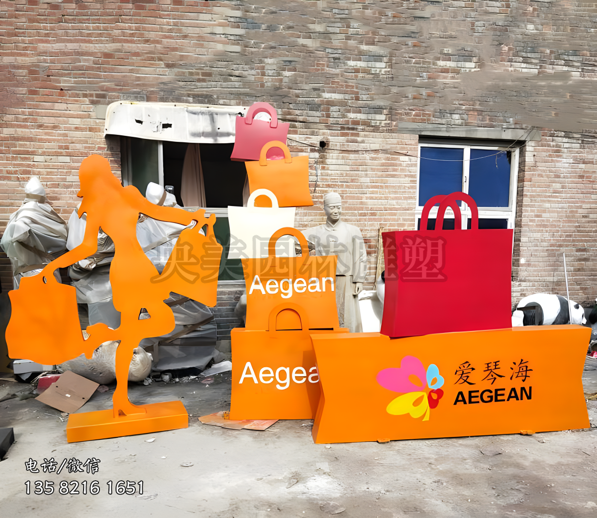 購物人物和購物袋商超美陳雕塑