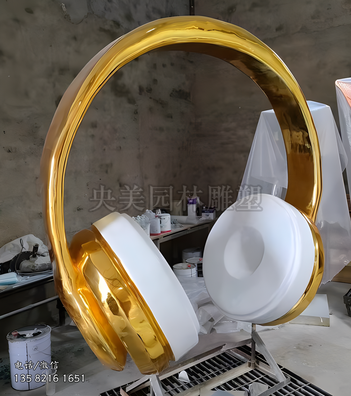 玻璃鋼仿真頭戴式耳機(jī)雕塑