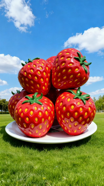 玻璃鋼仿真草莓果盤雕塑