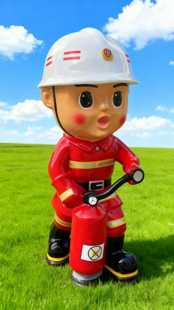 玻璃鋼卡通消防員雕塑 (14)