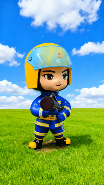 玻璃鋼卡通消防員雕塑 (15)