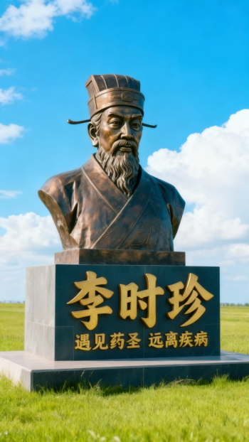 玻璃鋼仿銅李時珍雕塑 (1)