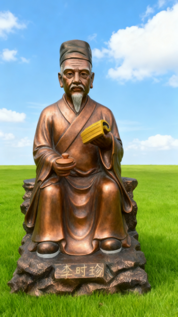 玻璃鋼仿銅李時珍雕塑 (2)