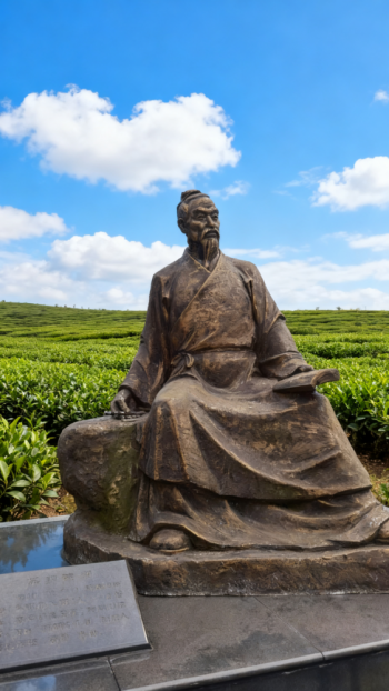 玻璃鋼仿銅歷史名人茶圣陸羽雕塑