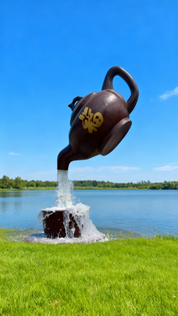 玻璃鋼懸空流水天壺茶壺景觀雕塑 (10)