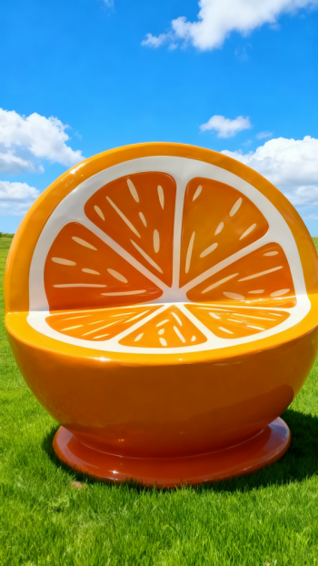 玻璃鋼卡通橙子美陳椅子