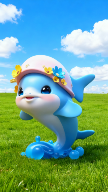 玻璃鋼卡通海豚雕塑 (7)