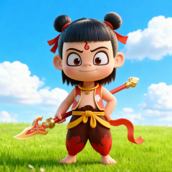 玻璃鋼卡通哪吒雕塑