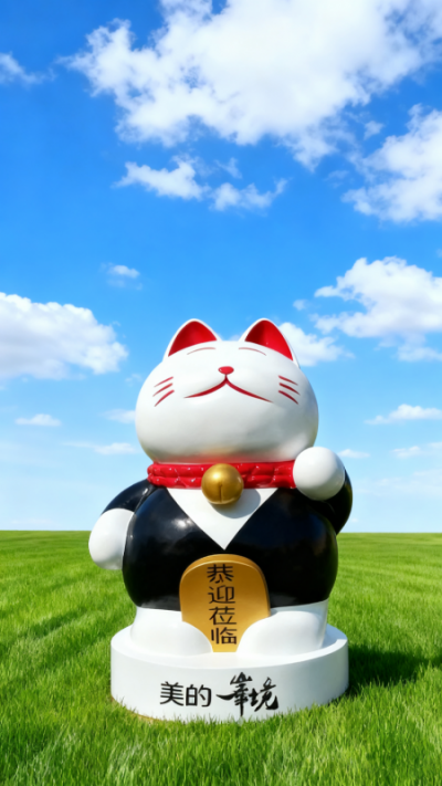 玻璃鋼招財(cái)貓雕塑 (4)