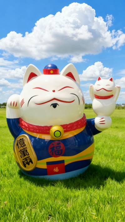 玻璃鋼招財(cái)貓雕塑 (8)