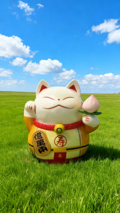 玻璃鋼招財(cái)貓雕塑 (12)