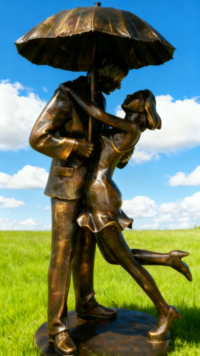 情侶仿銅人物雕塑