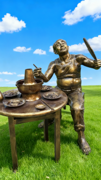 仿銅玻璃鋼吃火鍋雕塑