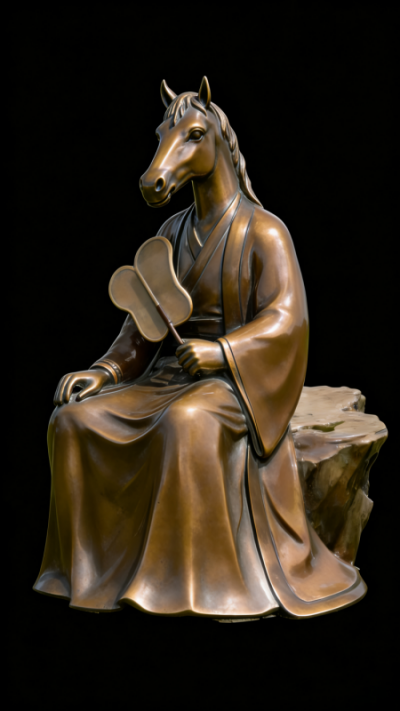 獸首人身鑄銅生肖午馬雕塑