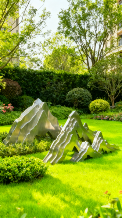 不銹鋼假山雕塑擺件