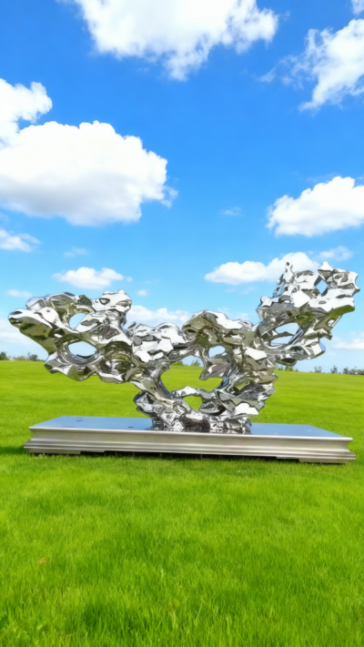 太湖石鏡面不銹鋼景觀雕塑擺件