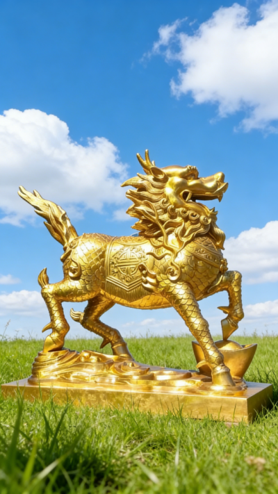 鑄銅麒麟銅雕塑 (10)