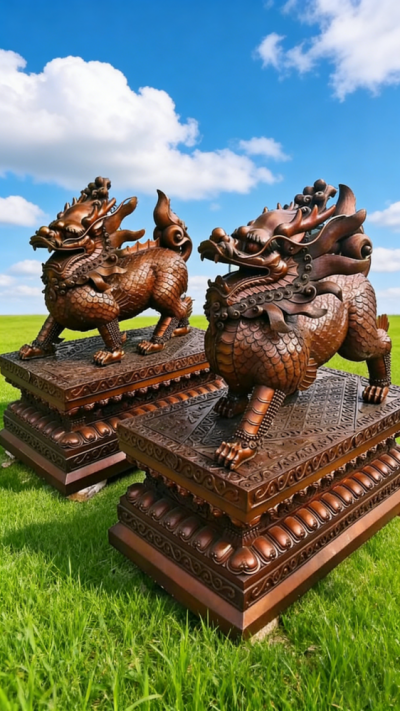 鑄銅麒麟銅雕塑 (12)