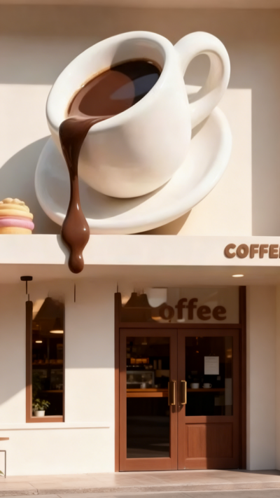 咖啡店咖啡杯子門頭雕塑