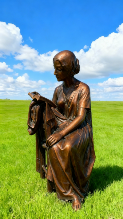 鍛銅看書(shū)人物銅雕女