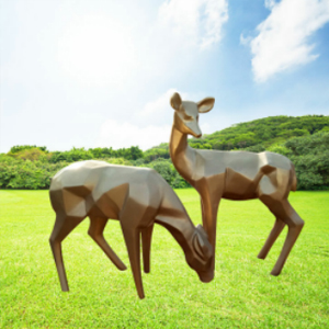 仿銅幾何鹿 玻璃鋼