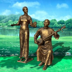 彈曲兒 玻璃鋼仿銅人物