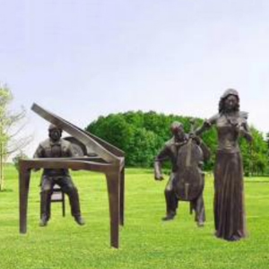 仿銅演奏人物 彈鋼琴 拉大提琴小提琴