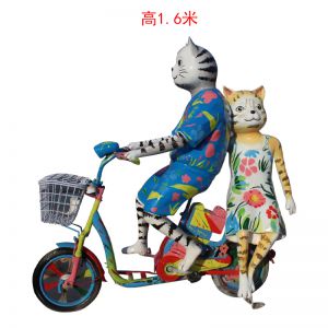 玻璃鋼彩繪情侶貓