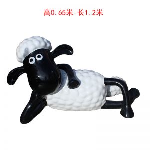 玻璃鋼卡通小羊肖恩側(cè)臥