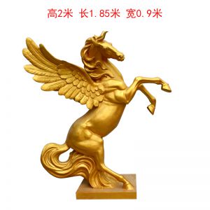 玻璃鋼金色飛天立樁馬