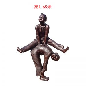跳馬兒童 玻璃鋼童趣雕塑