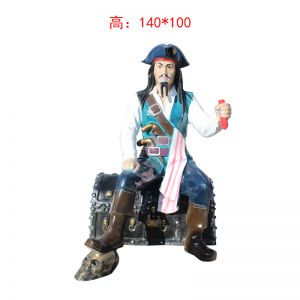 加勒比海盜（坐寶箱）人物玻璃鋼